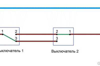 Проходной выключатель - схема подключения